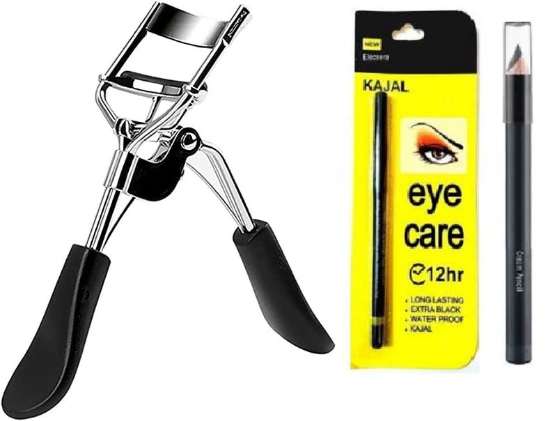 Elecsera Eyelash Curler Beauty Kajal Deep Eyebrow Pencil Professional Set of 3 Makeup 3 Items in the set