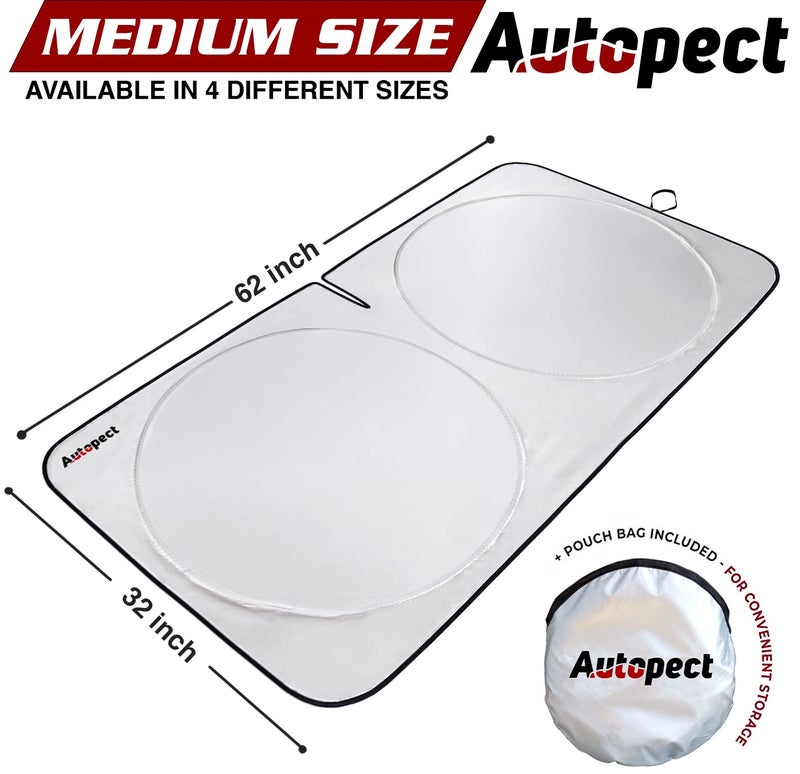 Autopect Windshield Sun Shade, Reflective Sunshade for Car Windshield with Mirror Cut-Out, Blocks 99% UV Rays & Keeps Vehicle Cool, Fits Cars, Trucks, SUVs & Vans, Fade-Resistant, (Medium) - Image 2