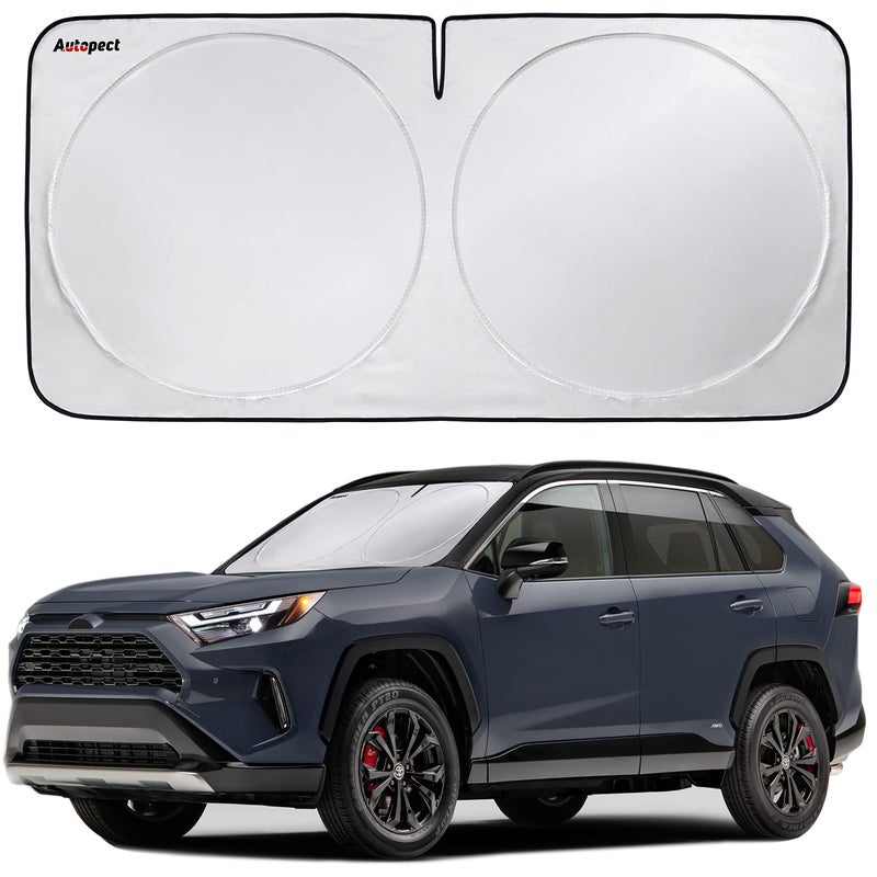 Autopect Windshield Sun Shade, Reflective Sunshade for Car Windshield with Mirror Cut-Out, Blocks 99% UV Rays & Keeps Vehicle Cool, Fits Cars, Trucks, SUVs & Vans, Fade-Resistant, (Medium) - Image 1