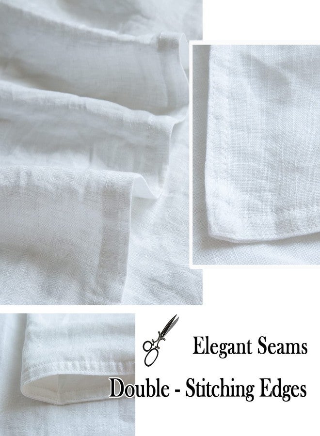 Simple&Opulence 100% Washed Linen Euro Shams 26'' x 26'' Pack of 2, Basic Style Solid Color Natural Flax Farmhouse Decorative Square Throw Pillow Covers for Bed Couch Sofa - White - Image 3
