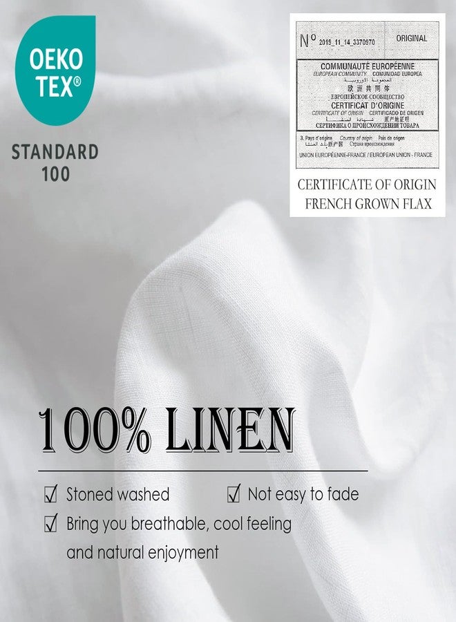 Simple&Opulence 100% Washed Linen Euro Shams 26'' x 26'' Pack of 2, Basic Style Solid Color Natural Flax Farmhouse Decorative Square Throw Pillow Covers for Bed Couch Sofa - White - Image 2