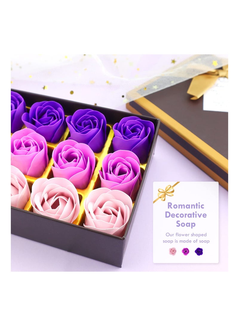 18 PCS Purple Floral Scented Rose Petal Soap Set with Essential Oils - Perfect Gift Ideas for Women, Girls, and Moms for Birthdays and Special Occasions. - Image 3