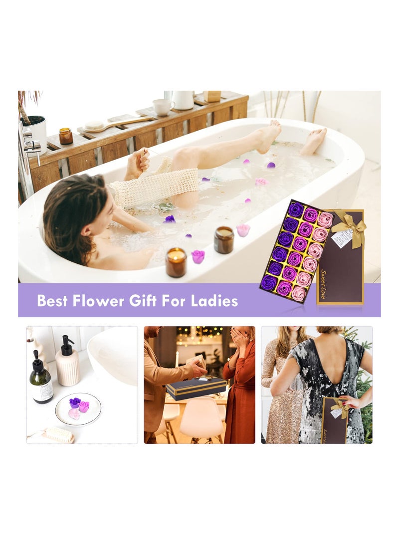 18 PCS Purple Floral Scented Rose Petal Soap Set with Essential Oils - Perfect Gift Ideas for Women, Girls, and Moms for Birthdays and Special Occasions. - Image 5