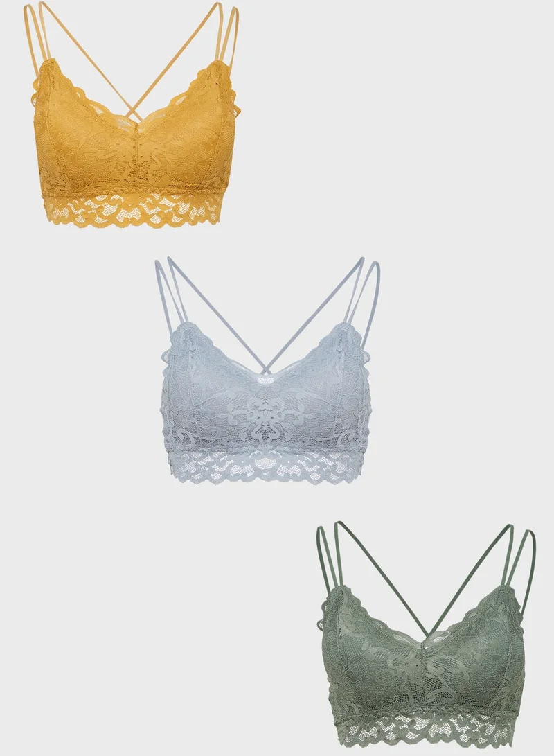 Ginger Lace Trim Bralette Multipack