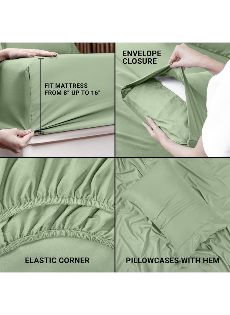 Utopia Bedding Utopia Bedding Twin Bed Sheets Set - 3 Piece Bedding - Brushed Microfiber - Shrinkage and Fade Resistant - Easy Care (Twin  Sage)  - Image 4