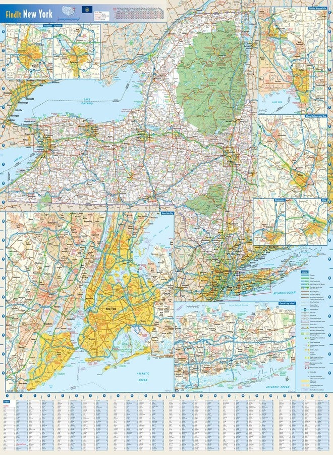 Globe Turner New York State Wall Map - 25" x 27" Laminated Full Color Street Map - Image 1