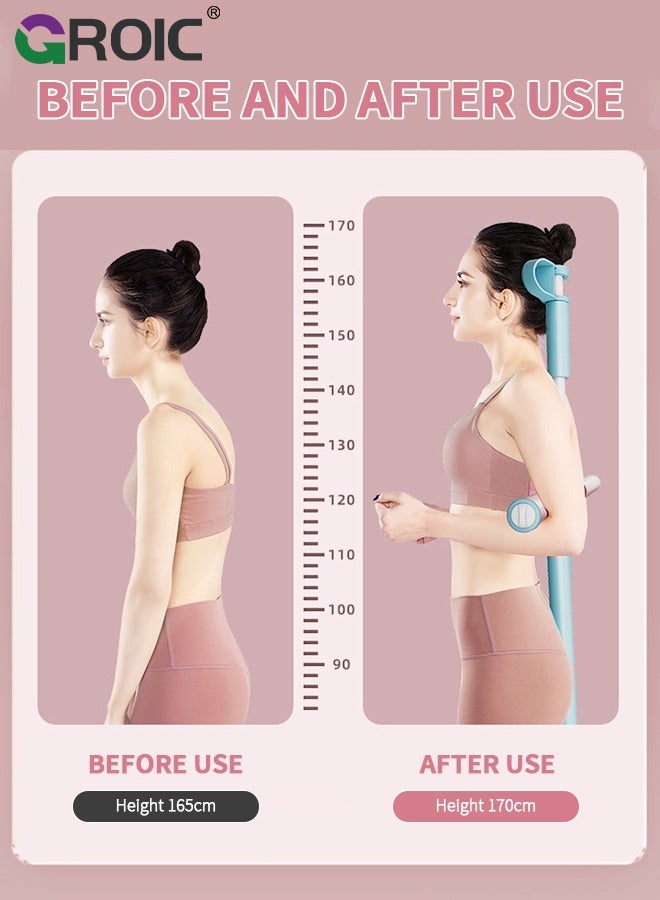GROIC Yoga Sticks Posture Corrector, Back Straightener Posture Corrector with Head Rest and Retractable, Back Brace Scoliosis and Hunchback Correction, Yoga Stick Stretching Tool for Adult and Child - Blue  - Image 3