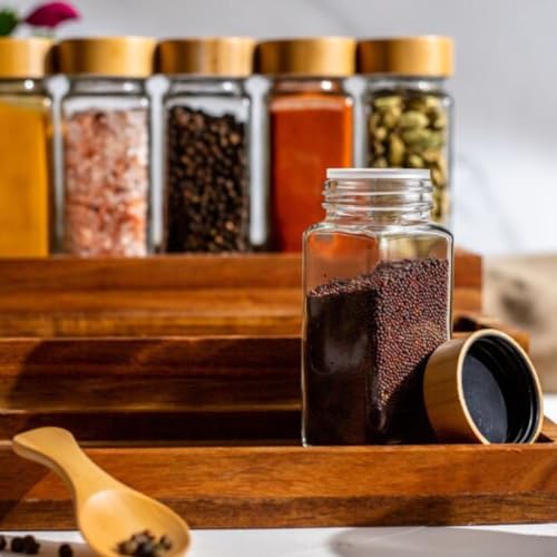 WHISKET - 100 ML | Glass Spice Jars with Lids,Spices & Seasonings Sets Organizer Spice Containers, Airtight Food Canisters (Pack Of 20)Transparent - Image 5