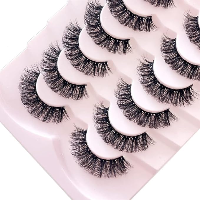 OCHILIMA Eyelashes Russian Strip Lashes Natural Look Eye Lashes False Lashes Wispy D Curly Fluffy 3D Effect Cat Eye Soft Fake Eye Lashes Pack 7 Pairs - Image 3