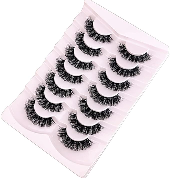 OCHILIMA Eyelashes Russian Strip Lashes Natural Look Eye Lashes False Lashes Wispy D Curly Fluffy 3D Effect Cat Eye Soft Fake Eye Lashes Pack 7 Pairs - Image 4