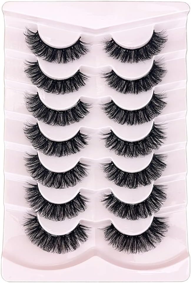 OCHILIMA Eyelashes Russian Strip Lashes Natural Look Eye Lashes False Lashes Wispy D Curly Fluffy 3D Effect Cat Eye Soft Fake Eye Lashes Pack 7 Pairs - Image 2