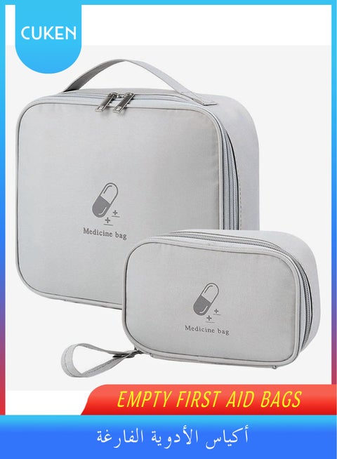 Empty First Aid Bags, Travel Medicine Bag, Medical Supplies Organizer, Portable Medical Medicine Bags Portable Kit for Traveling, Car, Home, Camping, Office, Hiking, Outdoor, Grey