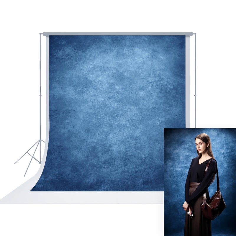 UrcTepics 5Ã—7 ft Blue Fabric Photo Backdrops, Abstract Texture Backdrop for Headshots and Portraits, Photography Background for Studio and Vedio. - Image 1