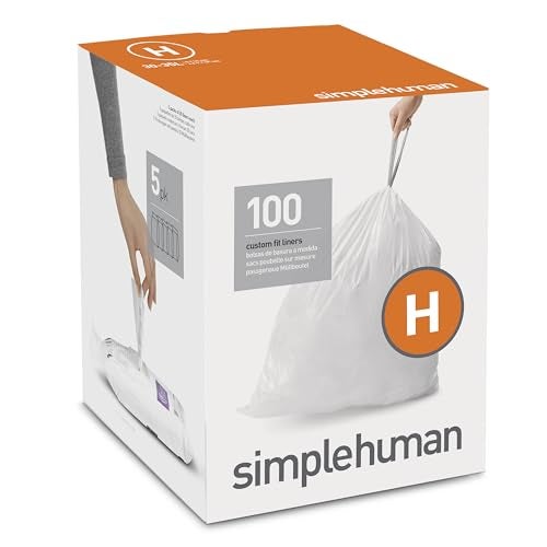 simplehuman Code H Custom Fit Drawstring Trash Bags in Dispenser Packs, 100 Count, 30-35 Liter / 8-9.2 Gallon, White - Image 1
