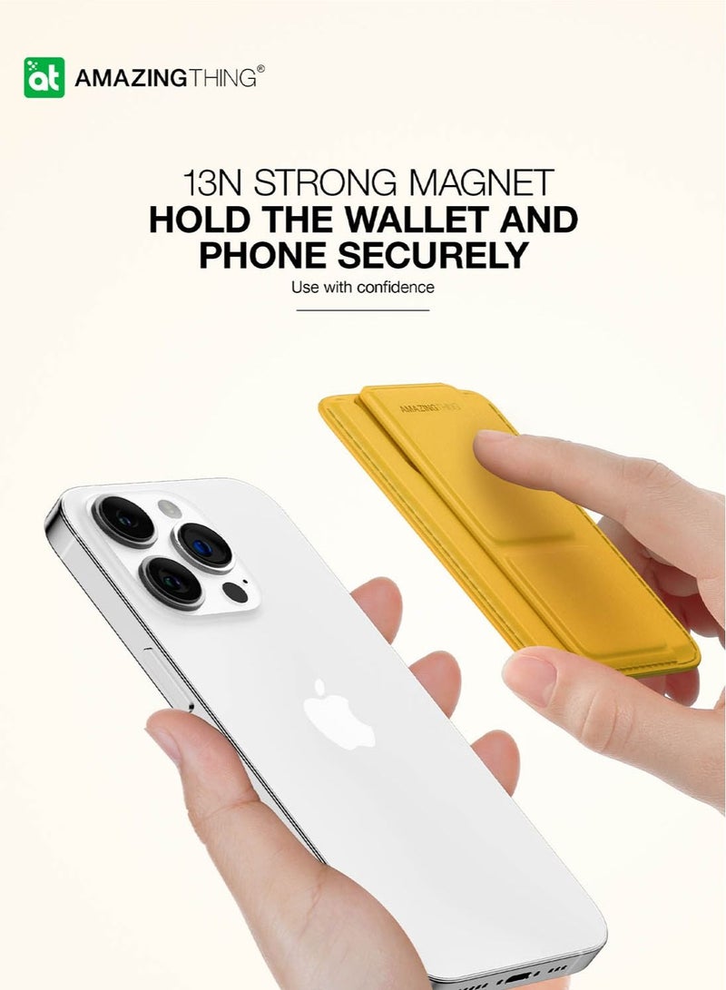 AMAZINGthing Smoothie Pro MagSafe Wallet Card Holder with Hand Grip & Multi Angle Stand for iPhone 14 / 13 / 12 Series - Khaki Yellow  - Image 5