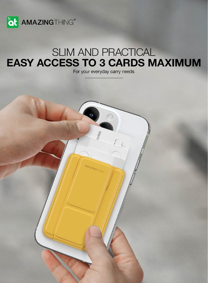 AMAZINGthing Smoothie Pro MagSafe Wallet Card Holder with Hand Grip & Multi Angle Stand for iPhone 14 / 13 / 12 Series - Khaki Yellow  - Image 4