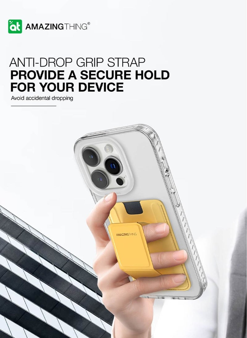 AMAZINGthing Smoothie Pro MagSafe Wallet Card Holder with Hand Grip & Multi Angle Stand for iPhone 14 / 13 / 12 Series - Khaki Yellow  - Image 3