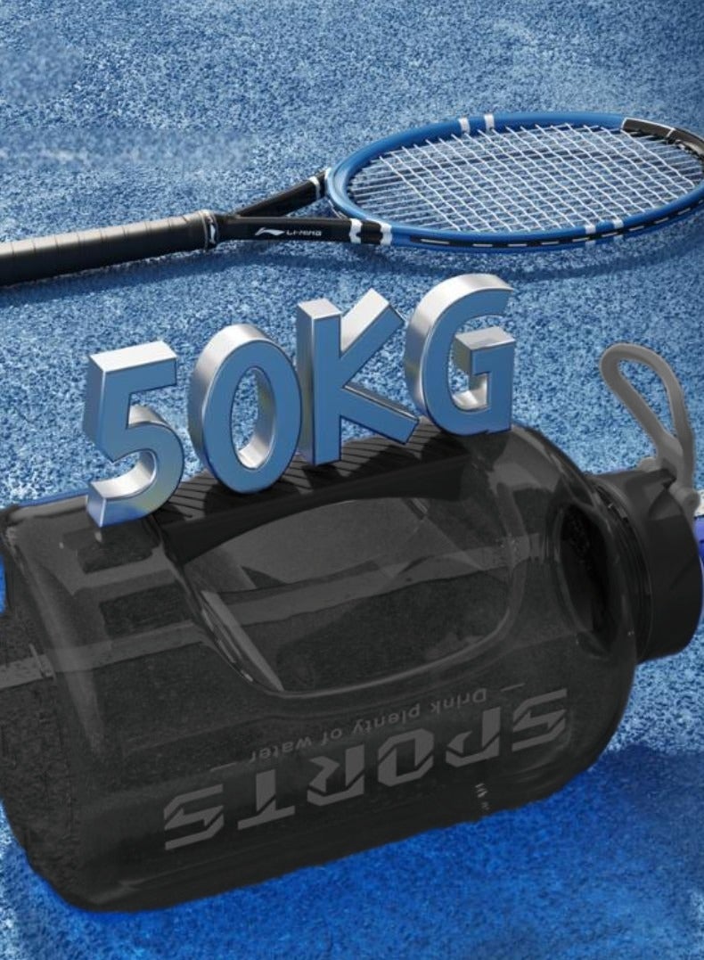 سبورتس زجاجة ماء رياضية سعة كبيرة 2.5 لتر للرجال والنساء مع القش والفرشاة وحمل الحبل وأكمام جلدية مقاومة للحرق - Image 5