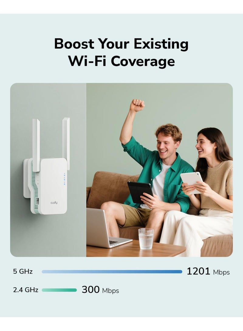 cudy RE1500 AX1500 WiFi 6 Range Extender | Dual Band 2.4G/5G Wireless Booster with Mesh Support, WPS, Ethernet Port – Up to 150m Coverage - Image 4
