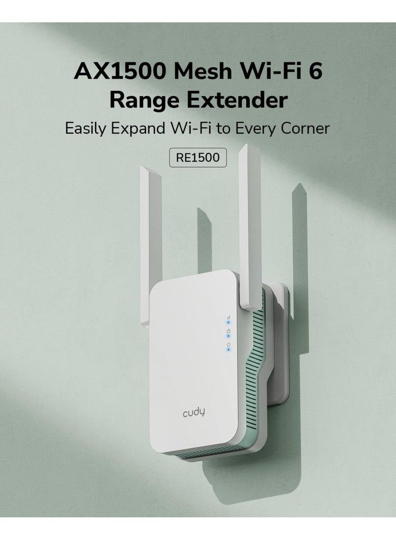 cudy RE1500 AX1500 WiFi 6 Range Extender | Dual Band 2.4G/5G Wireless Booster with Mesh Support, WPS, Ethernet Port – Up to 150m Coverage - Image 3