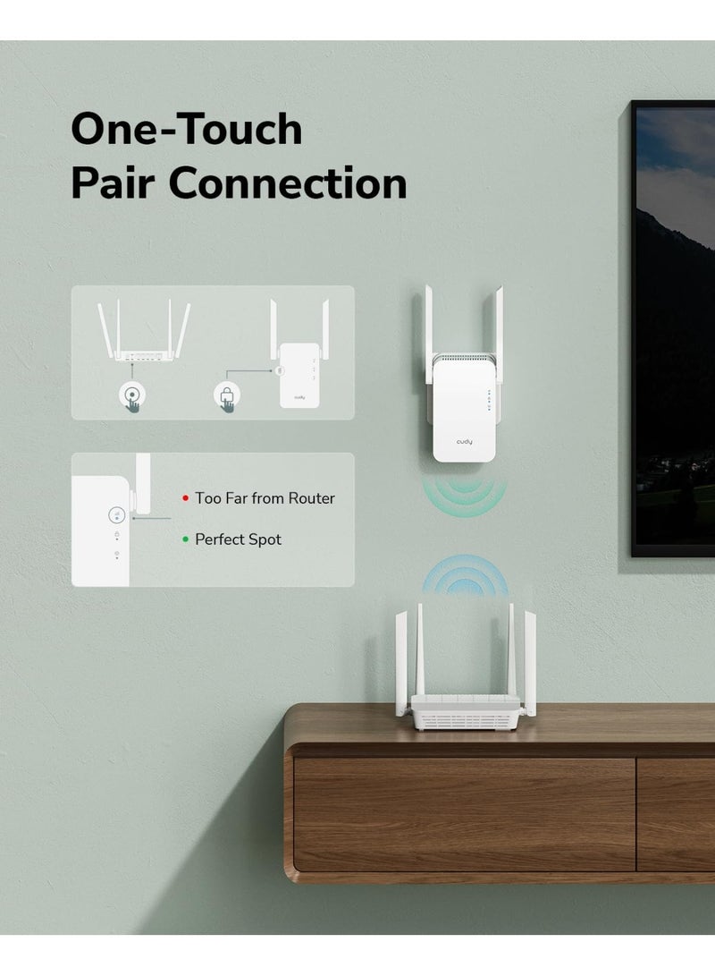 cudy RE1500 AX1500 WiFi 6 Range Extender | Dual Band 2.4G/5G Wireless Booster with Mesh Support, WPS, Ethernet Port – Up to 150m Coverage - Image 5