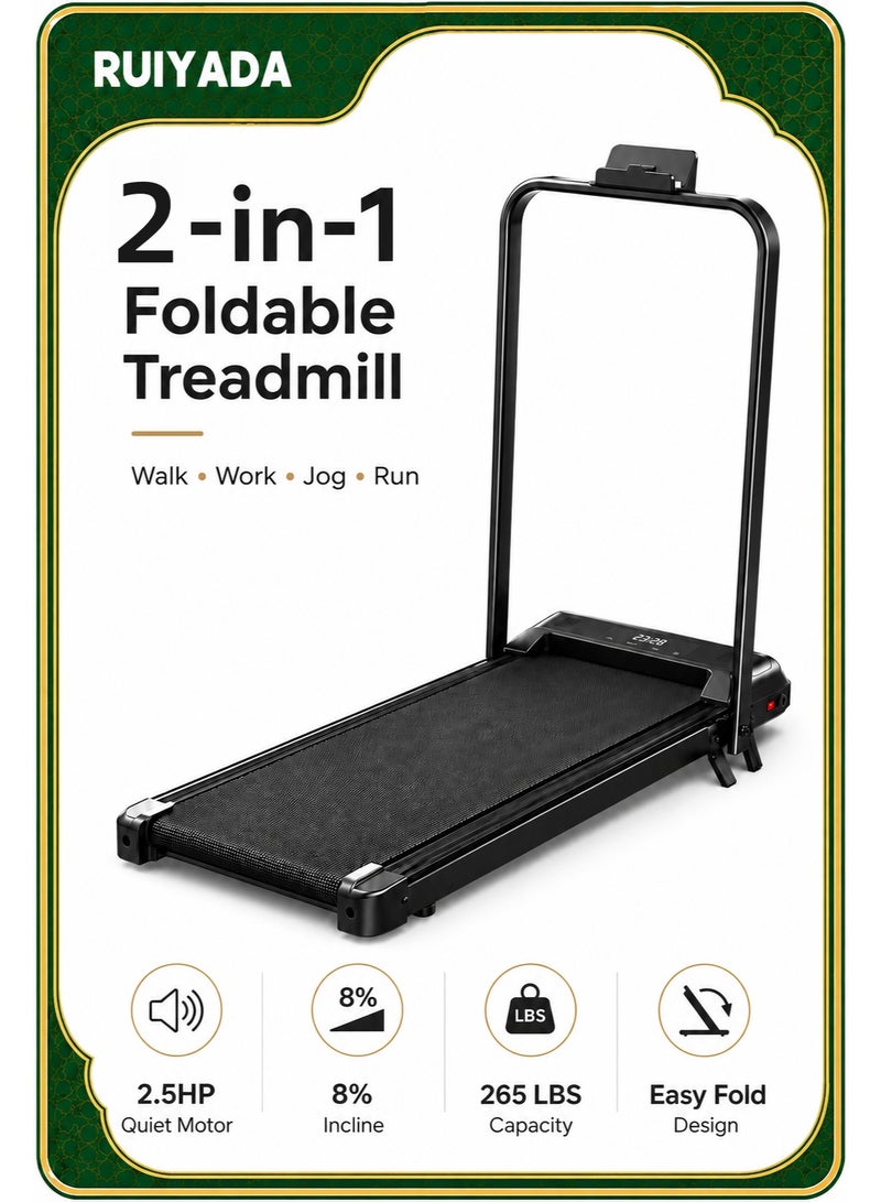 RUIYADA Under Desk Treadmill 2 in 1 Walking Machine, Portable, Folding, Electric, Motorized, Walking and Jogging Machine with Remote Control for Home and Office Workout - Image 1
