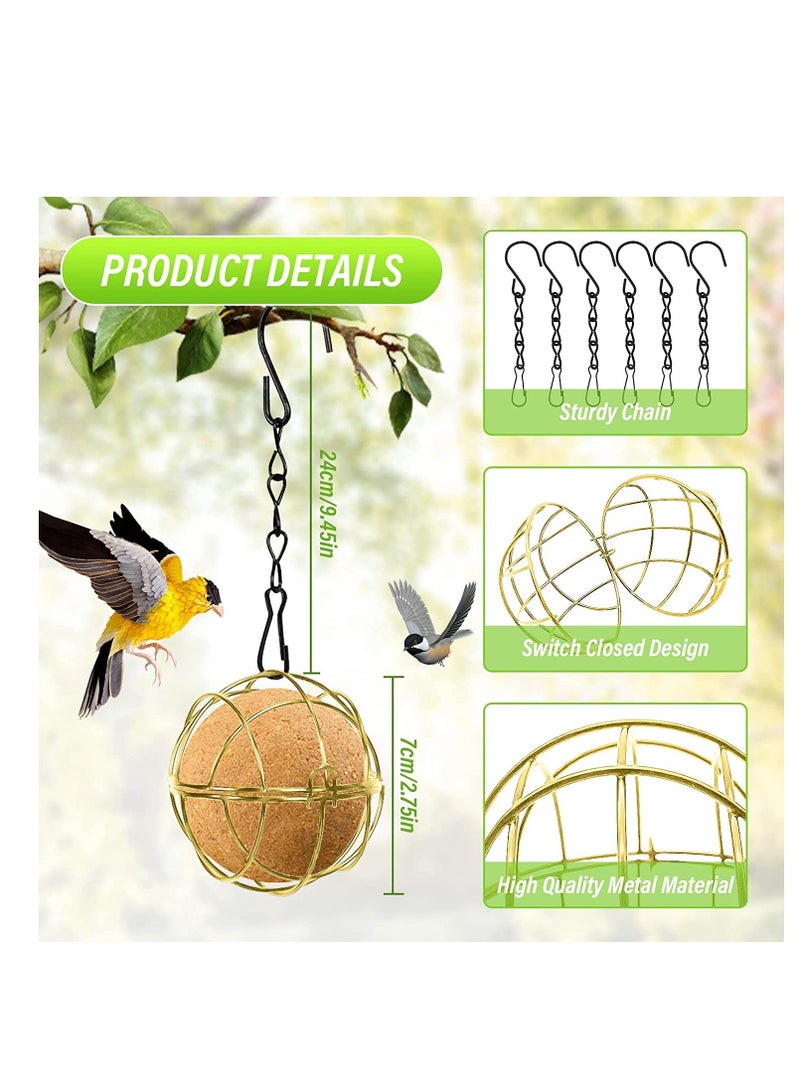 SYOSI Suet Bird Feeder Outdoor Hanging Bird Feeders with Hooks Durable Gold Metal Bird Suet Balls Feeders Easy to Fill Attract Various Outdoor Wild Birds for Wild Birds Outdoor Garden Gold  - Image 2