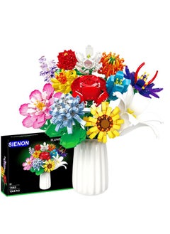 Sienon Flower Bouquet Building Set-1064 Pcs 12 Kinds Of Flowers Botanical Collection, Building Blocks Flower Brick Toys Creative Project For Home Room Décor Valentines’ Day Christmas Birthday  - Image 1