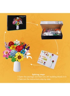 Sienon Flower Bouquet Building Set-1064 Pcs 12 Kinds Of Flowers Botanical Collection, Building Blocks Flower Brick Toys Creative Project For Home Room Décor Valentines’ Day Christmas Birthday  - Image 2