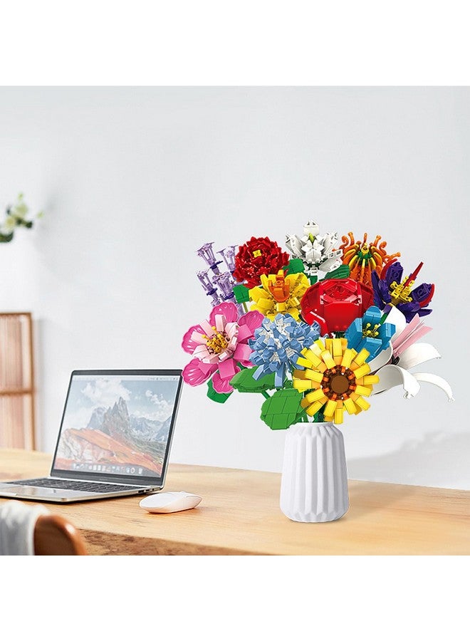 Sienon Flower Bouquet Building Set-1064 Pcs 12 Kinds Of Flowers Botanical Collection, Building Blocks Flower Brick Toys Creative Project For Home Room Décor Valentines’ Day Christmas Birthday - Image 4