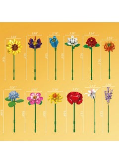 Sienon Flower Bouquet Building Set-1064 Pcs 12 Kinds Of Flowers Botanical Collection, Building Blocks Flower Brick Toys Creative Project For Home Room Décor Valentines’ Day Christmas Birthday  - Image 5