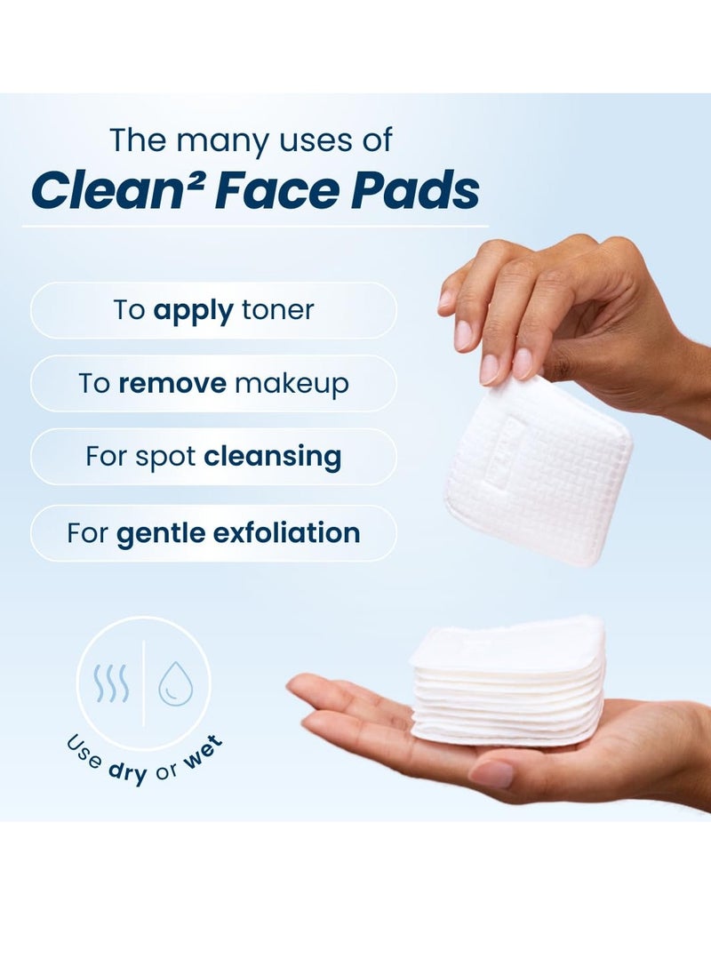 CLEAN SKIN - Clean Skin Club Clean² Pads 2.0 [NEW & IMPROVED EDGES] Guaranteed Not to Shed & Tear Face Pads, Unique Triple Layers, Textured & Ultra Soft Side, Organic Disposable Cotton, Pair with Makeup Remover - Image 1