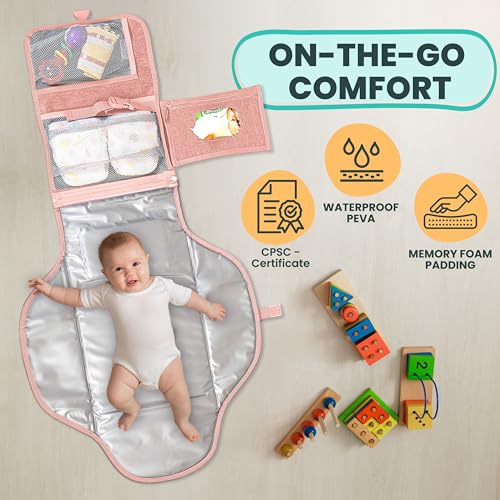 PILLANI Portable Changing Pad for Baby Soft Comfortable Portable Diaper Changing Pad with Wipes Pockets Waterproof and Easy to Clean Baby Shower Gifts Newborn Essentials Must Haves Baby Registry Search - Image 3