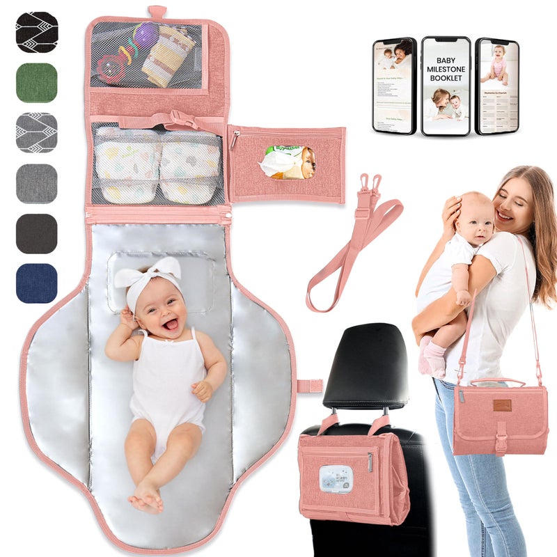 PILLANI Portable Changing Pad for Baby Soft Comfortable Portable Diaper Changing Pad with Wipes Pockets Waterproof and Easy to Clean Baby Shower Gifts Newborn Essentials Must Haves Baby Registry Search - Image 2