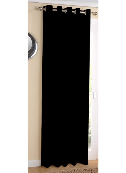AIRWILL AIRWILL Cotton Plain Black Designed Blackout and Room Darkening 5Ft Window Opaque Curtains Pack of 1 Pc Solid Black  - Image 1