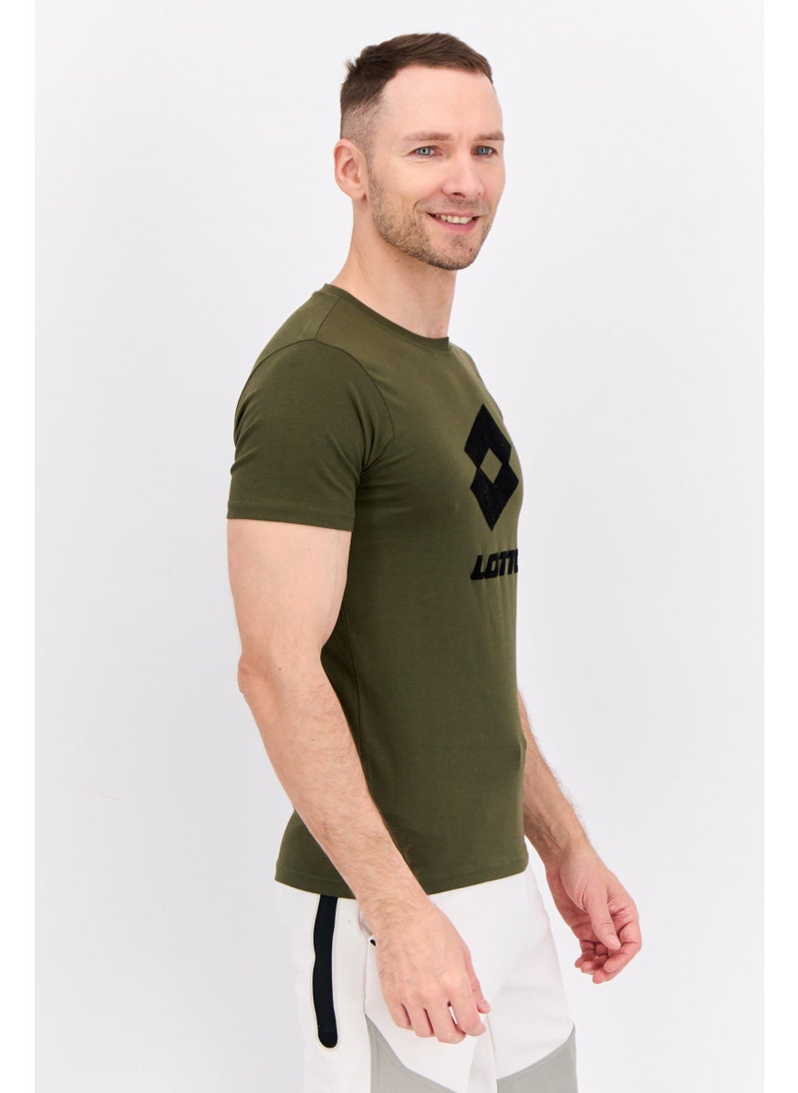 LOTTO Men Sportswear Fit Short Sleeves Outdoor T-Shirt, Olive  - Image 2