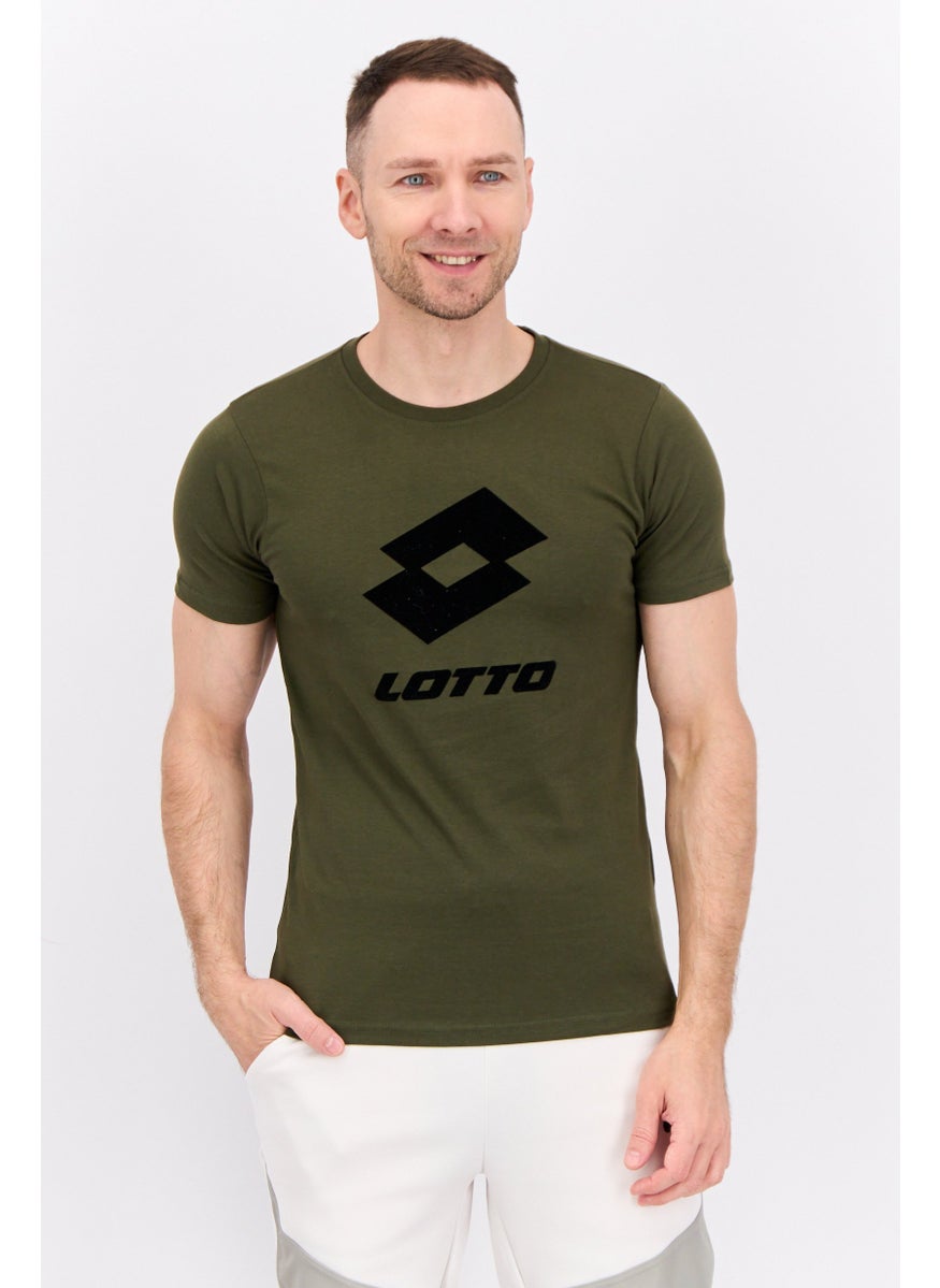 LOTTO Men Sportswear Fit Short Sleeves Outdoor T-Shirt, Olive  - Image 1