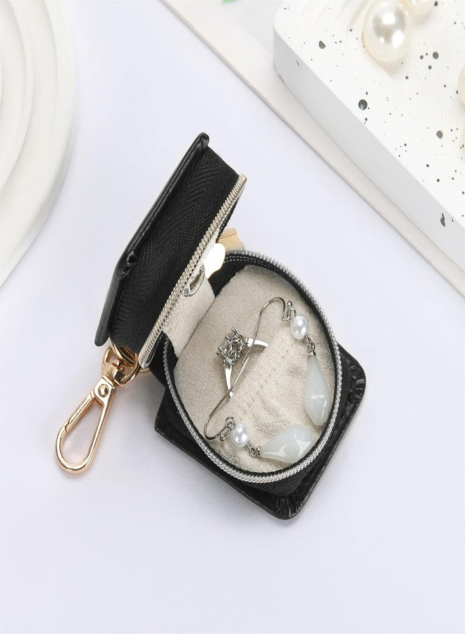 KUKUVR Jewelry Ring Holder Box with Keychain, Small Ring Earring Stud Necklace Storage Case for Gym Travel Sports, Portable Jewelry Storage Boxes (Black) - Image 5