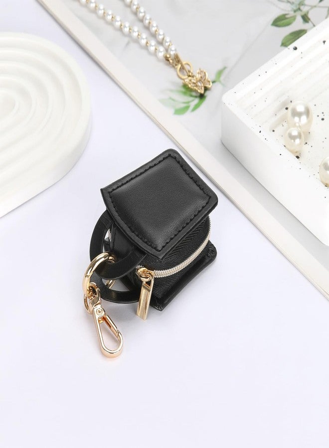 KUKUVR Jewelry Ring Holder Box with Keychain, Small Ring Earring Stud Necklace Storage Case for Gym Travel Sports, Portable Jewelry Storage Boxes (Black) - Image 3
