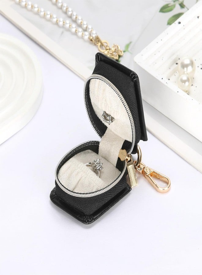 KUKUVR Jewelry Ring Holder Box with Keychain, Small Ring Earring Stud Necklace Storage Case for Gym Travel Sports, Portable Jewelry Storage Boxes (Black) - Image 4