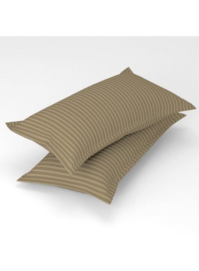 Homefab India 160 TC Stripe Glace Cotton Double BedSheet with 2 Pillow Covers - (90x90 inches) - Beige - Image 5