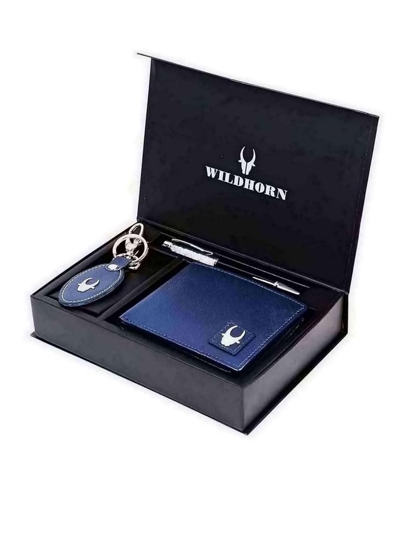 WildHorn Leather Wallet, Keychain & Pen Combo for Men - Image 1