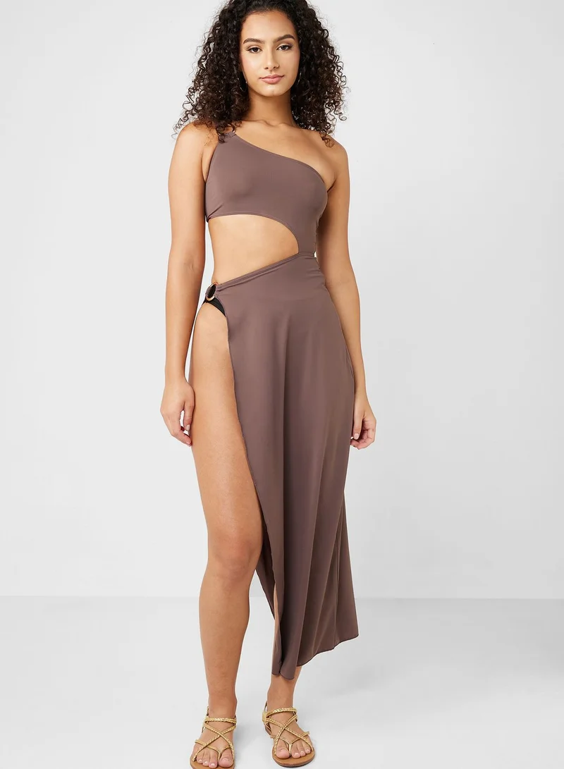 SOUTH BEACH One Shoulder Cut Out Detail Beach Dress