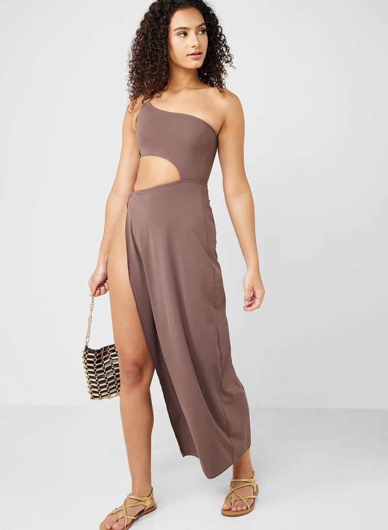 SOUTH BEACH One Shoulder Cut Out Detail Beach Dress