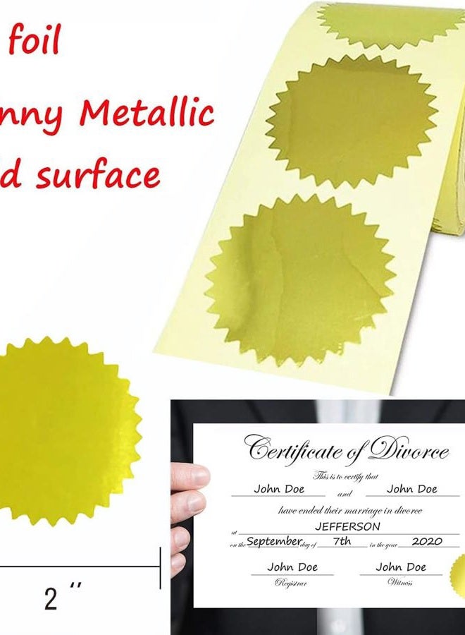 SMARSTICKER 2" Gold Foil Blank Certificate Wafer Seals Labels/Envelope Package Seals Serrated Edge Color Coding Labels Stickers (300 per roll) - Image 2