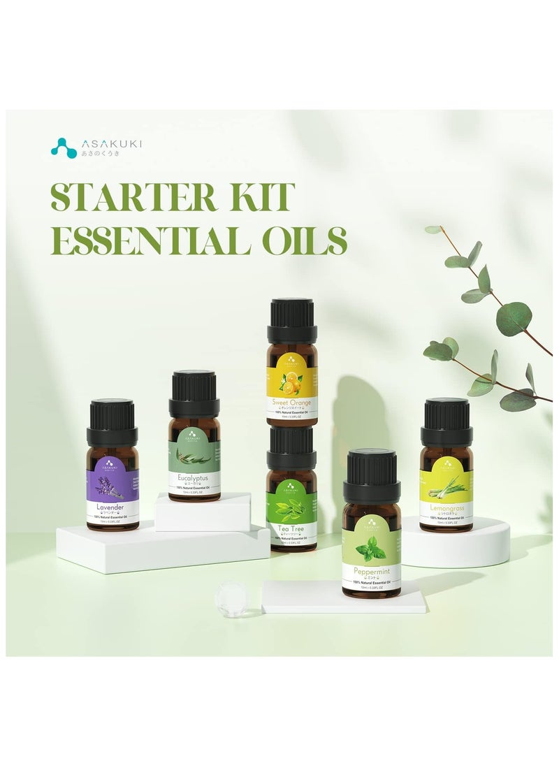 ASAKUKI - Essential Oils Set, Starter Kit For Diffusers for Home Top 6 Aromatherapy Gift - 6 Bottles 10ml (Lavender, Eucalyptus, Lemongrass, Tea Tree, Sweet Orange, Peppermint) - Image 1