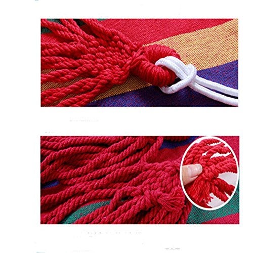 WoneNice Outdoor Double 2 Person Cotton Hammock Striped Red - Image 3