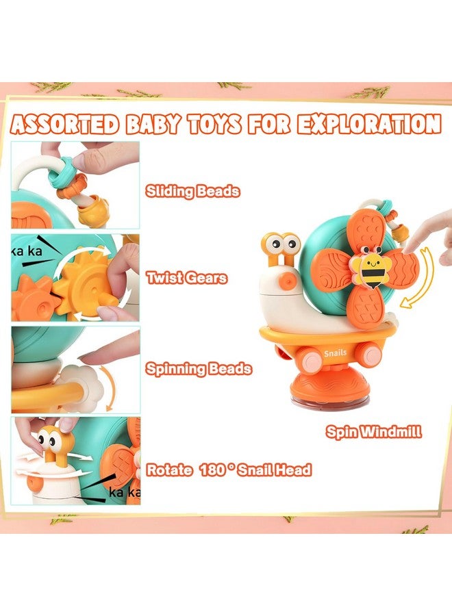 بلس بوينت ألعاب دوارة على شكل حلزون للأطفال | ألعاب دوارة ملونة للنوافذ والحمام للأطفال الصغار | ألعاب مونتيسوري الحسية الجذابة لتعزيز المهارات الحركية الدقيقة وأنشطة التعلم (برتقالي) - Image 3