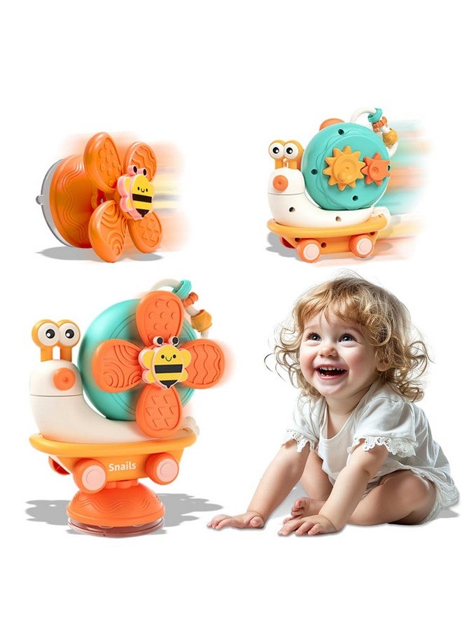 بلس بوينت ألعاب دوارة على شكل حلزون للأطفال | ألعاب دوارة ملونة للنوافذ والحمام للأطفال الصغار | ألعاب مونتيسوري الحسية الجذابة لتعزيز المهارات الحركية الدقيقة وأنشطة التعلم (برتقالي) - Image 1