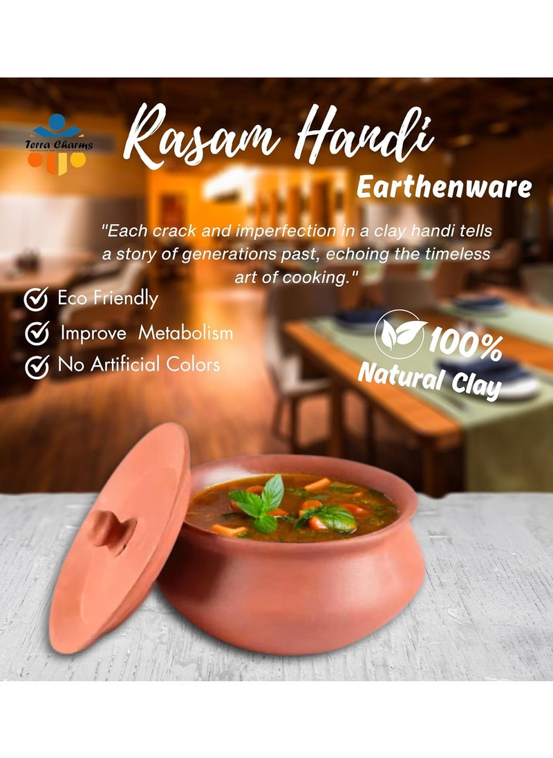 Terra Charms Terra Charms Terracotta Clay Serving Pot Cooking Pot Rasam Pot Enhance Naturelly Taste Large Mitti Dahi Handi 1800 ml Earthenware Brown 1800 ML  - Image 2